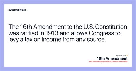 16th Amendment | AwesomeFinTech Blog