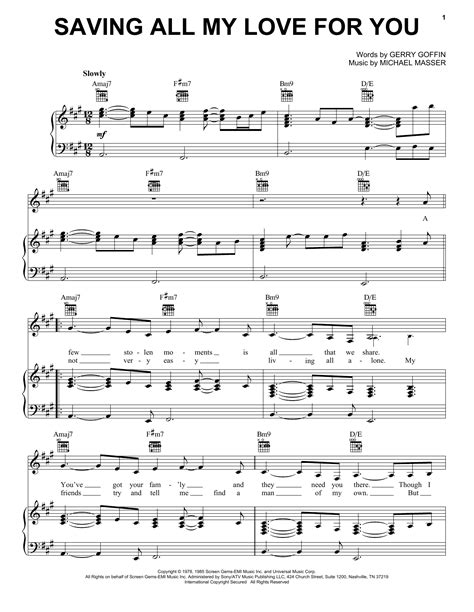 Saving All My Love For You sheet music by Whitney Houston (Piano, Vocal ...