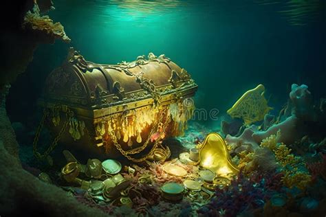 Underwater Treasure Chest. Neural Network AI Generated Stock Photo ...