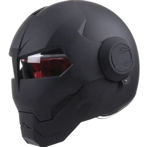 Matte Black Iron Man Motorcycle Helmet