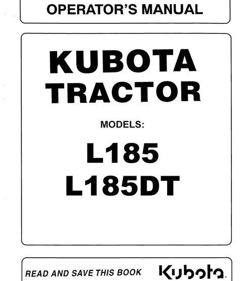 Kubota L185 L185DT Owners Operators Maintenance Manual PDF Download ...