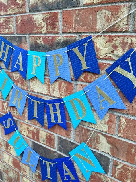 Blue birthday banner Happy Birthday Banner Personalized | Etsy