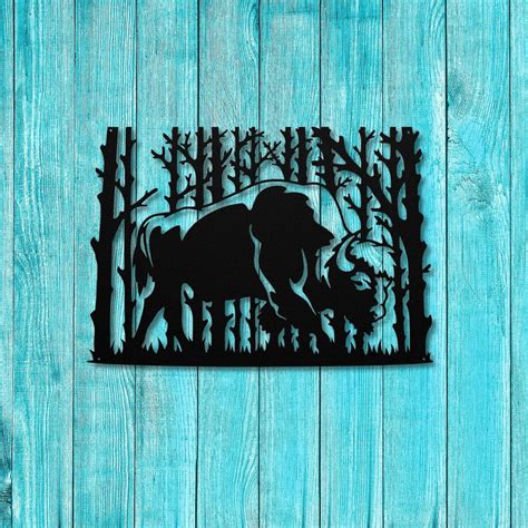 Bison Ox, Ox, Wildlife, Metal Ox Art, Tree Mountain Decoration, Nature ...