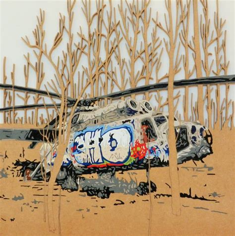 Graffitied helicopter Painting by Matthew Spencer | Saatchi Art