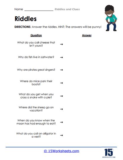 Riddles and Clues Worksheets - 15 Worksheets.com