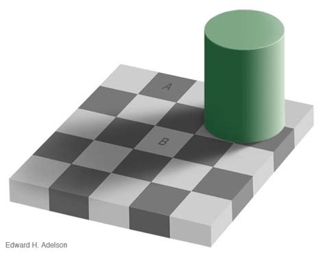 Optical Illusion - Checkerboard - Judging brightness of tones - Bob ...