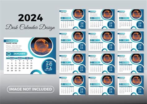 Premium Vector | Vector 2024 Desk calendar design template for the ...