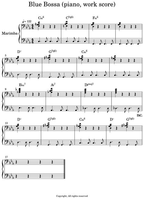 Blue Bossa (piano, work score) - Sheet music for Marimba