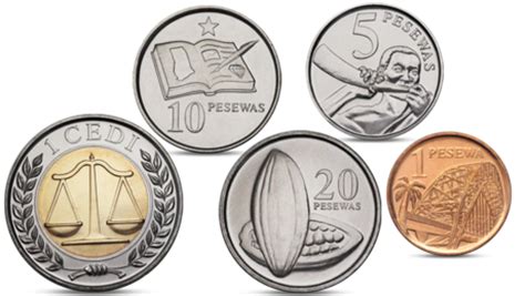 Ghana Currency 5 Coins Set 2007 2012 UNC