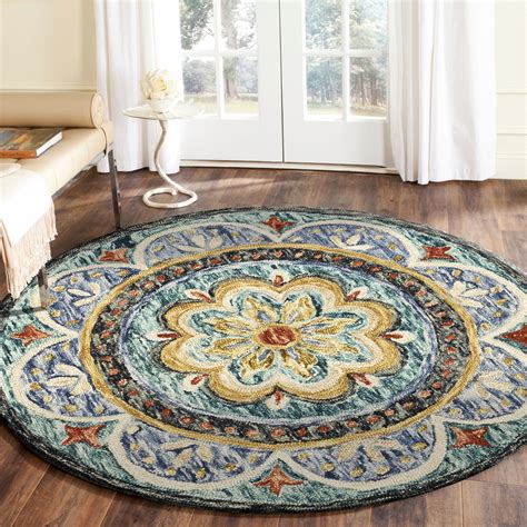 LR Home Dazzle Floral Tufted Wool 4 Feet Round Indoor Area Rug ...