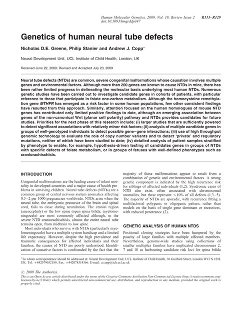 (PDF) Genetics of neural tube defects