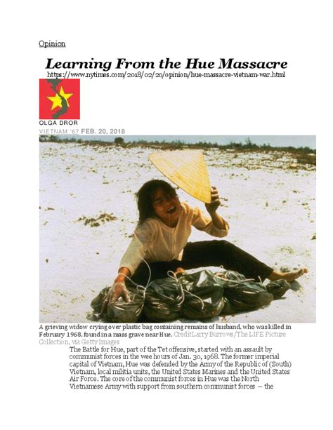 (PDF) Learning From the Hue Massacre-New York Times, Feb. 20, 2018 ...