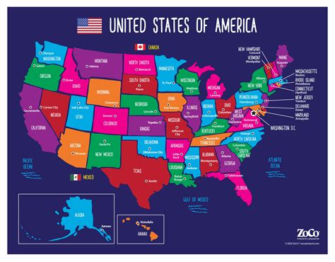 Buy of USA 50 States with Capitals - Laminated, 17 x 22 inches ...