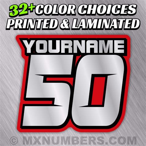 3 Custom Racing Number & Name Plate Decals 4 Colors SX MX ATV Go Kart ...