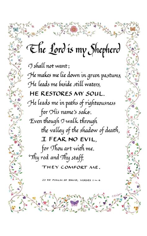 The Lord Is My Shepherd Prayer Printable