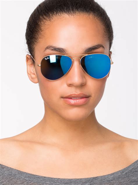 Lunettes de Soleil Nelly.com - Rb 3025 Aviator Ray Ban Matte Gold/Blue ...