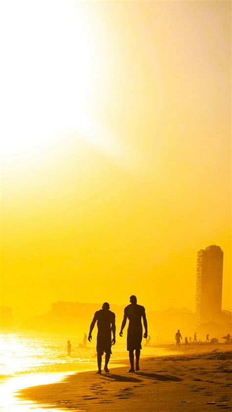 Golden Sunset Beach Walk iPhone Wallpapers Free Download