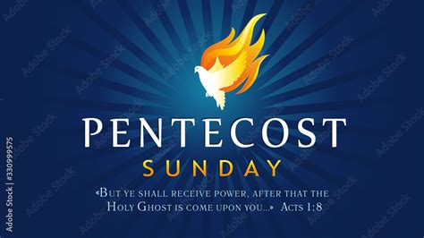 Vecteur Stock Pentecost Sunday banner with Holy Spirit in flame ...