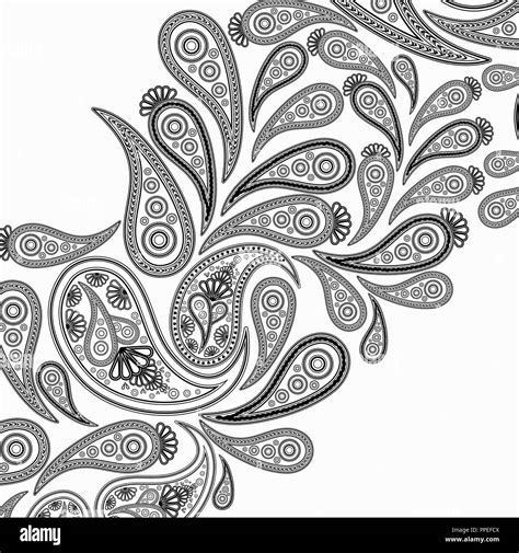 Paisley black and withe vector background, floral abstract design ...