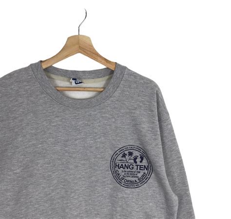 HANG TEN Printed Big Logo Hang Ten Surf Apparel Crew Neck | Etsy