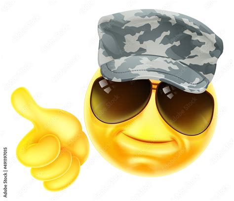 Army Soldier Emoticon Emoji Face Cartoon Icon Stock ベクター | Adobe Stock