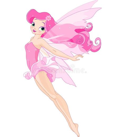 Flaying pink fairy. Illustration of a beautiful pink fairy in flight ...