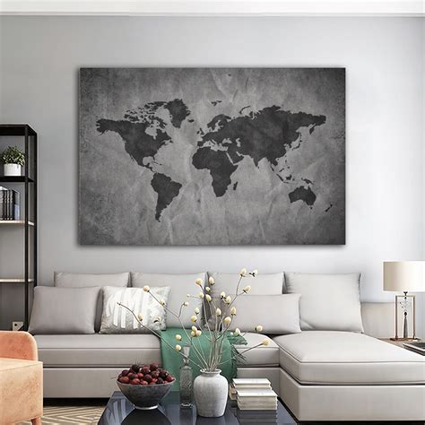 World Map Canvas Painting, Map Wall Decor, Countries Map Can - Inspire ...