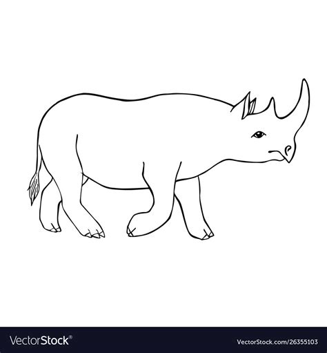 Black outline hand drawn sketch rhino Royalty Free Vector