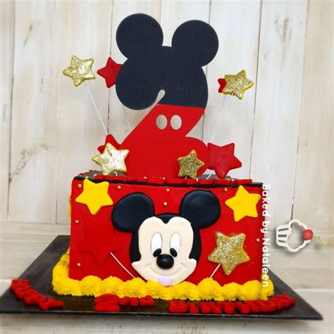 Red Buttercream Mickey Mouse Cake (2) | Baked by Nataleen