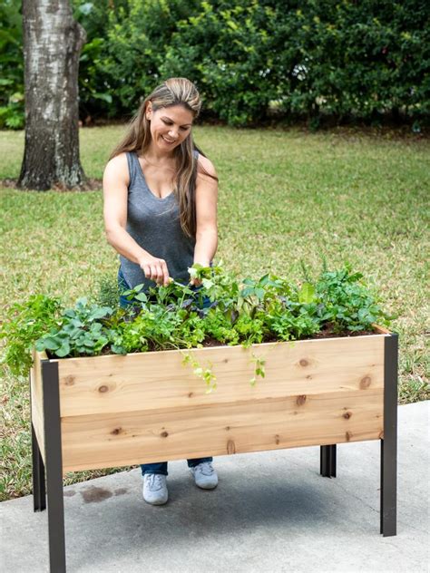 Self-Watering Elevated Cedar Planter Box 2x4 | Gardener's Supply