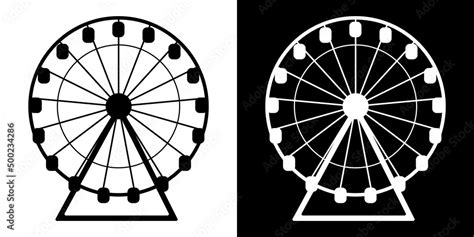 Ferris wheel vector isolated icon. A simple black and white silhouette ...