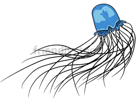 Blue Jellyfish Cartoon Vector Clipart - FriendlyStock