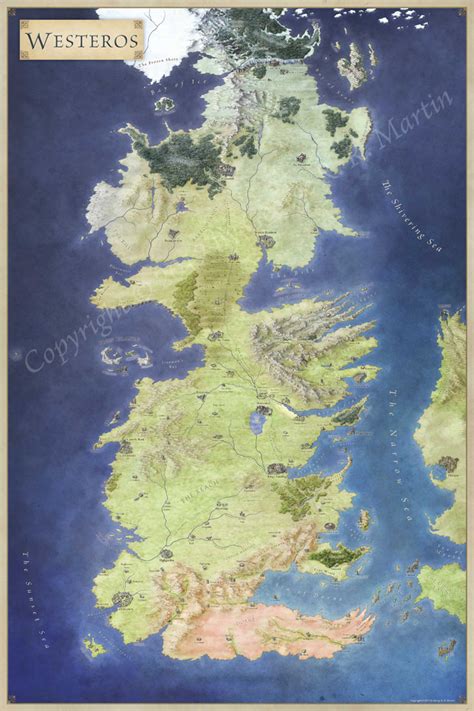 Westeros map for Game of Thrones