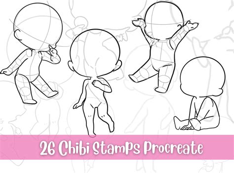 26 Chibi Stamps Procreate Chibi Poses Procreate Procreate - Etsy Canada