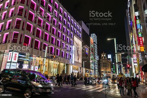 Ginza At Night Stock Photo - Download Image Now - Architecture, Asia ...