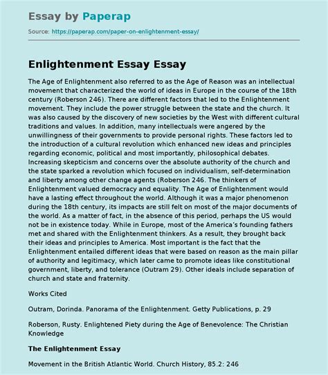 Enlightenment Essay Free Essay Example