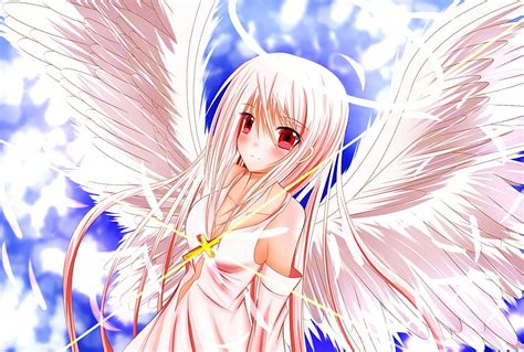 Angel girl, cute, wings, girl, anime, angel, cross, HD wallpaper | Peakpx