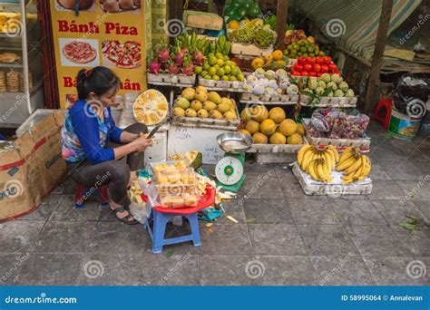 HANOI, VIETNAM - FEBRUARY 2, 2015: Asian Market, Exotic Fruits ...