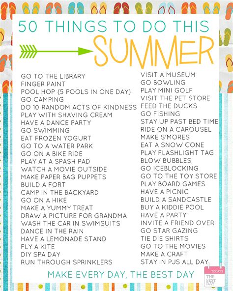 50 Things To Do This Summer With FREE Printable Bucket Lists | Today's ...