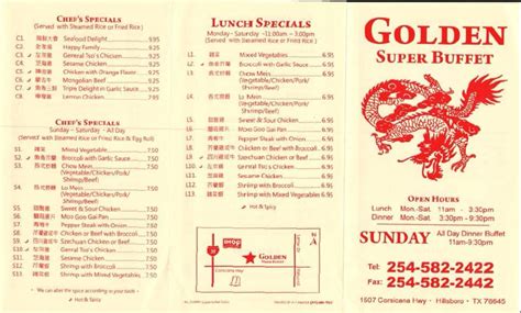 Menu at Golden Buffet restaurant, Hillsboro