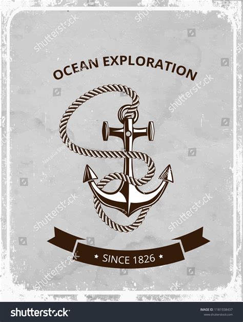 Maritime Symbols Logo On Retro Grunge Stock Vector (Royalty Free ...