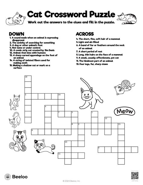 Cat Crossword Puzzle • Beeloo Printable Crafts and Activities for Kids