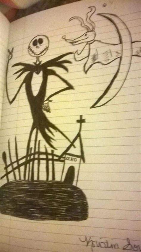 Jack Skellington and Zero Drawing by me | Horror Amino