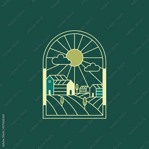 countryside and village logo design. Vector illustration of village ...