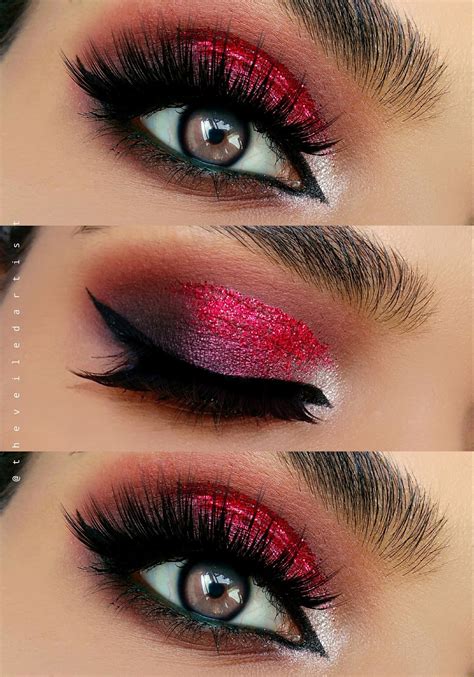 Dramatic Pink and Red Glitter Smokey Eyes with a Pop Tutorial - The ...