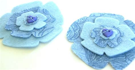 Blue Fabric and Felt Flowers Set of 2 Flowers | Etsy