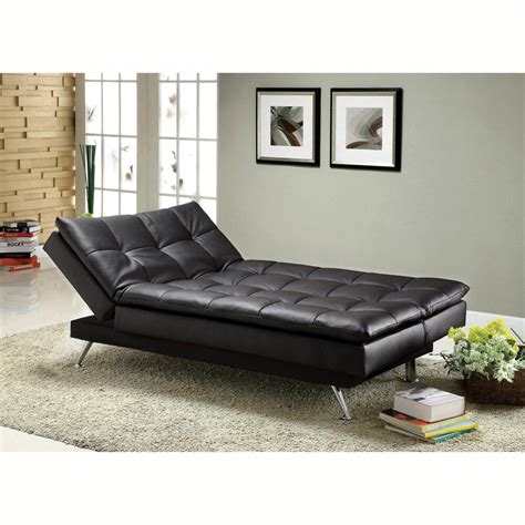 Furniture of America Rit Contemporary Black Faux Leather Futon Sofabed ...