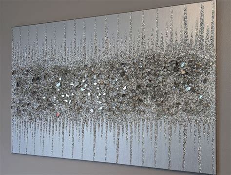 Silver Glam Glitter Wall Art, Silver Glitter Glass Painting, Glitter ...