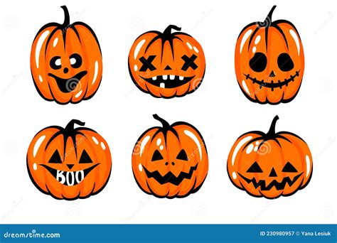 Halloween Pumpkin Face Illustration. Cartoon Vector Character. Cute ...