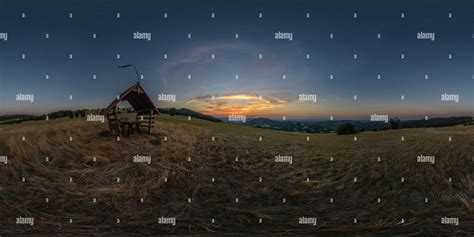 360° view of From the sunset to the moonrise, Rajac mountain - Alamy